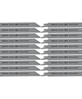 Heavy Duty Bi Metal Reciprocating Saw Blades Deliver Hella Tough Performance For Smooth Cuts Through Wood And Plastic Featuring A Universal Bayonet Fit For Quick Setup And Savage Cutting Power Pack Of 20 with labels.
