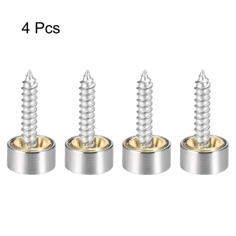 Mirror Screw Decorative Cap Covers 10mm Brushed Stainless Steel Set of 4 Durable Caps for mirrors furniture cabinets wardrobes