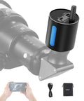 Dope 1.25 Inch WiFi Eyepiece with App Control mounted on telescope, showing USB-C port and accessories for astrophotography.