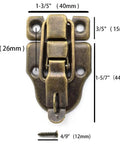 Bronze Ten Pack Metal Duckbilled Box Hasp Toggle Latch Catch size dimensions with screw for Wooden Boxes and Tool Chests