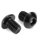 10 Pack Of 5/16-18 By 1/2 Button Head Socket Cap Bolts And Screws Made From Premium 304 Stainless Steel With Black Oxide Coating And Matched Allen Wrench For Hella Durable Garage And Auto Work, close-up of black button head bolts.
