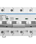 Front view of DC 4 Pole Photovoltaic Miniature Circuit Breaker 80A 1000V DC Type D, 8kA Breaking Capacity, 35mm DIN Rail Mount