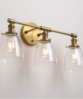 Vintage Industrial Three Light Wall Sconces With Oval Cone Clear Glass Shades Antique Finish, E26 Base, 60W Max Per Bulb