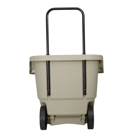 15 Gallon Resin Rolling Lawn And Utility Cart With Retractable Handle And 7 Inch Wheels, Lightweight Yard Hauler