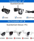 Image showing compatible and not compatible cameras with Plug And Play DIY Wireless Security Camera System With 7 Inch Touchscreen Monitor And Two 720p Cameras No Monthly Fees AC Powered Two Way Audio Free App Micro SD Card Included Battery Installed Model VS802.