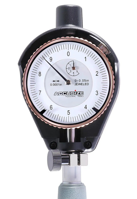 Dial Bore Gauge Set 1.4 To 6 Inch Range With Carbide Tipped Probes, Self Centering Heads, Bezel Lock For Zero, Chrome Handle, 0.0005 Inch Graduation, Durable Pro-Grade Hole Measurement Tool