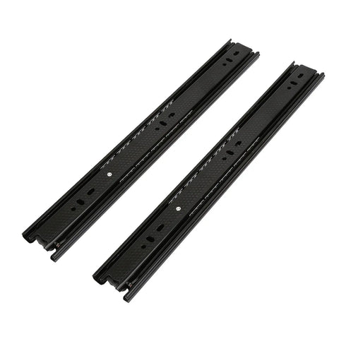 Heavy Duty Bottom Mounted Drawer Slides Runners Concealed Cabinet Hardware Built Tough durable black undermount rails for smooth operation.