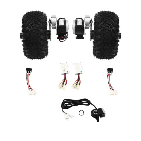 Upgrade Your Ride With A 24V 250W Electric Cart Conversion Kit Featuring 10 Inch Wheels, Controller and Thumb Throttle components
