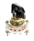 1 Pole 10 Position Rotary Switch Band Selector with 11 pins, mounting nut, and black plastic knob, 10mm mounting hole size