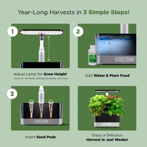 Steps to use Indoor Hydroponic Garden With LED Grow Light For Year Round Harvest Holds Up To Six Pods Compact Countertop Herb And Veggie Kit