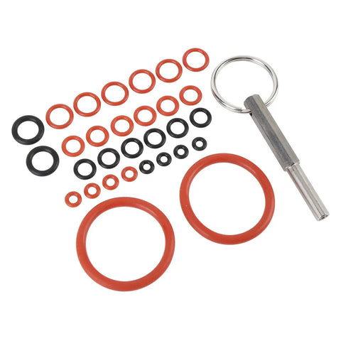Rock Solid Silicone Coffee Machine O Ring Seals Repair Kit With 30 Pcs Essential Gaskets Plus Stainless Steel Tool Key For Leak Proof Seal Maintenance On Espresso Makers To Bash Drips And Banish Nasty Spills While Maintaining Heat Resistance. silicone O-rings and tool