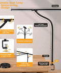 LED Desk Lamp For Office And Home With Clamp And Dual Monitor Support Eye Care Architect Light showing dimensions and flexibility