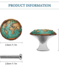 2 Pack Stainless Steel Cabinet Knobs With Screws For Kitchen Cabinets And Drawers Rust Resistant Durable Metal Drawer Pulls With Easy Install Modern Furniture Hardware, 1.1 in, world map print