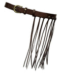 Vintage Industrial Waist Belt Featuring Heavy Copper Hardware And Flowing Tassels With Easy Adjustable Strap In Warm Coffee Brown
