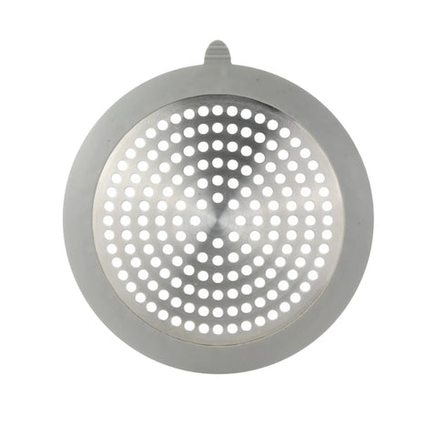 Bathroom Sink And Tub Hair Catcher 2 Pack Non Slip Drain Protector Anti Clog Filter stainless steel design with holes for hair and soap.