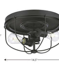 Two Light Flush Mount Ceiling Light From Medal Collection Coastal Blue Finish Transitional Industrial Style Close To Ceiling Fixture Damp Rated 14.5 Inches Wide 7.88 Inches High Dope Modern Home Lighting