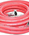 Red Rhino Rubber Air Hose Three Quarter Inch By One Hundred Feet 300 PSI Workhorse Heavy Duty Kink Resistant coil with metal fittings