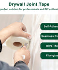 Heavy Duty Self Adhesive Fiberglass Mesh Drywall Joint Tape 1.97 Inch By 180 Feet For Wall Crack Repairs Seam Patches And Spackle Projects Built Tough For Long Lasting Smooth Walls applied to drywall seam