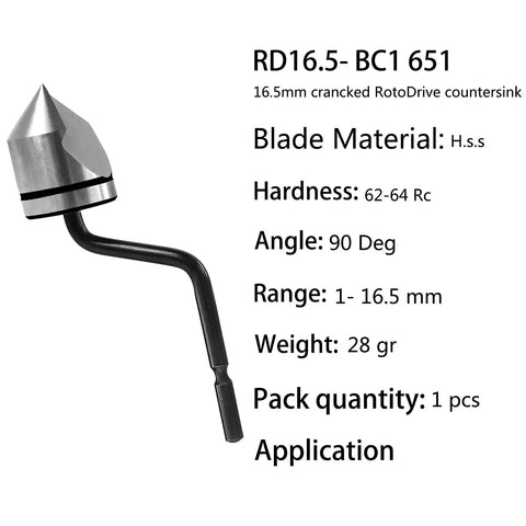 Durable M2 High Speed Steel Deburring Countersink Bit Set With Hand Reamer for Wood Plastic Aluminum Copper and Steel Burr Removal Tool Blue Pro Grade RD16.5 BC1651