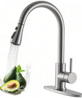 Kick Up Your Kitchen Vibes With This Top Tier Stainless Steel Faucet Boasting A Smooth Pull Down Sprayer and zero drip action.
