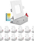 12 Pack 4 Inch Ultra Thin LED Recessed Lighting With Junction Box No Fuss Dimmable Wafer Lights Wet Rated IC Rated 5 Color Temperatures