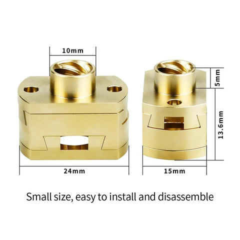 Smooth Ride For Your 3D Printer With This Solid Half PC Coupler Designed Specifically For Ender 3 And Cr10 Models Featuring A 18mm Shaft Fitment 10mm brass coupler with 24mm and 15mm dimensions