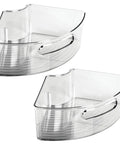 Real Smooth Rotating Plastic Lazy Susan Tray With Comfy Grip Handle For Kitchen Counter Pantry Fridge Cabinet Organization Stores Snacks Drinks And Groceries In Chill Smoke Two Pack - Clear plastic design with carrying handles.