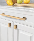 10 Pack 9 Inch Champagne Bronze Cabinet Handles Brushed Brass Kitchen Cabinet Pulls For Cupboards And Drawers 228mm Hole Centers Durable Hardware To Level Up Your Cabinets installed on white kitchen drawers