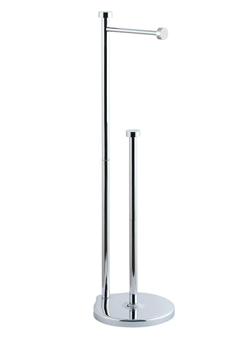 Free Standing Toilet Paper Holder With Reserve Space For Jumbo Rolls, Chrome Finish, Sturdy Heavy Duty 3.5 Lb Stand