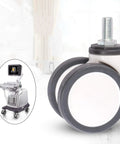 Badass Heavy Duty Trolley Casters Featuring Slick Polyurethane Wheels And Rock Solid Double Rotary Brakes For Furniture And Medical Equipment Rolling Smoothly - close-up of caster with dual wheels.