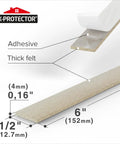 Heavy Duty No Sweat Adhesive Felt Furniture Pads, 20 Pack Of 6 Half Inch non scratch strips with adhesive backing and thick felt.