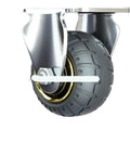 Close-up of 3 4 5 Inch Soft Rubber Furniture Casters With One Way Silent Heavy Duty Brake Wheels for office desks and carts.