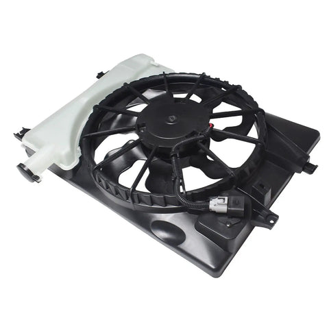 Straight Shot Radiator Cooling Fan Direct Swap Replacement For Hyundai Elantra Hybrid 2014 To 2016, durable plastic build with fan blades.