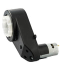 24V Gearbox With Electric Motor For Kids Ride On Cars, showing black casing and white connection gear, high torque transmission