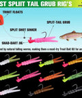 All In One Trout Fishing Lure Kit 165 Piece Set With Split Tail Grub Worms Shad Dart Jig Heads Floats And Sinkers image