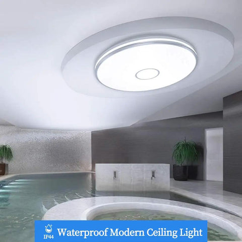 Lit 15 Inch LED Flush Mount Ceiling Light Fixture With 3800 Lumens And 5000K Daylight White Waterproof Round Modern Lamp