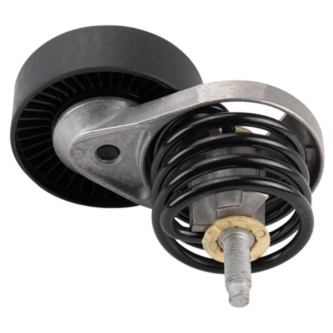 Heavy Duty Serpentine Drive Belt With Tensioner Assembly Kit Replacement Keeps Your Ride Running Smooth And Reliable Increases Durability For Rig And Cars Easy Install Saves More Cash While Boosting Performance No Worry Breakdowns On The Road., black metal tensioner pulley with spring assembly