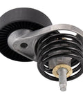 Premium Heavy Duty Serpentine Drive Belt Tensioner Assembly Kit Fits Ford Replace Worn Parts Restore Power Steering And AC Pro DIY Fix Save Cash Avoid Shop Fees So Your Engine Runs Smooth With Reliable Starts Anytime Drive With Confidence. black metal tensioner assembly with spring and pulley