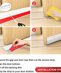 Door draft stopper strip, white, 1.8 in x 37 in, self-adhesive bottom seal; 2-pack