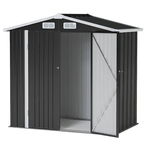 Beefy 6x4 Ft Outdoor Storage Shed For Metal Garden Tools With Sloped Roof And Lockable Door For Patio Lawn Backyard Weatherproof Galvanized Steel Construction Durable