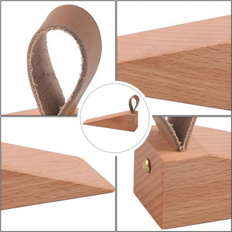 Walnut Wood Door Stopper Wedge With PU Finish Easy Assembly Portable Nordic Style Go To Door Stop Tool For Home And Office Use