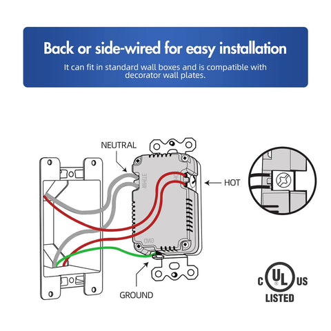 Wiring diagram of Turbo Fast Charge USB C Outlet With 24W Power Delivery And USB A Dual Port Receptacle UL Listed
