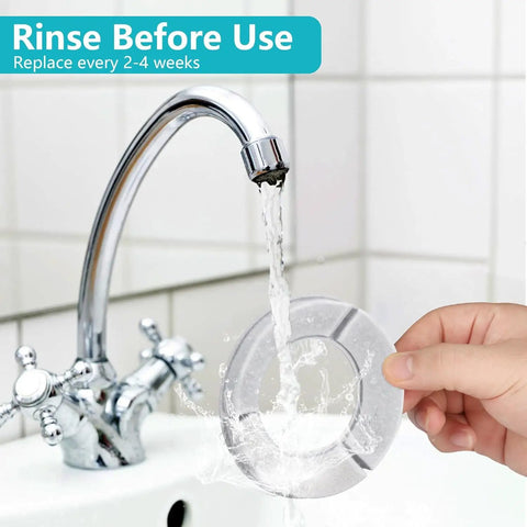 5 Pack Replacement Filters For Dog Water Bowls 4.5L 1.2 Gal And 6.5L 1.6 Gal Compatible Filtration being rinsed under faucet