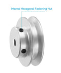 Aluminum V Belt Pulley 40mm Outer Diameter 4mm Fixed Bore Single Groove Drive Wheel for Motor Shaft, internal hexagonal fastening nut view.