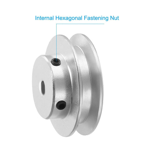Aluminum V Belt Pulley 40mm Outer Diameter 4mm Fixed Bore Single Groove Drive Wheel for Motor Shaft, internal hexagonal fastening nut view.