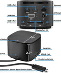 Slick Thunderbolt Dock Supplying 230W Output And 100W Charge For Laptops, detailing ports like USB-C, HDMI, and Ethernet.