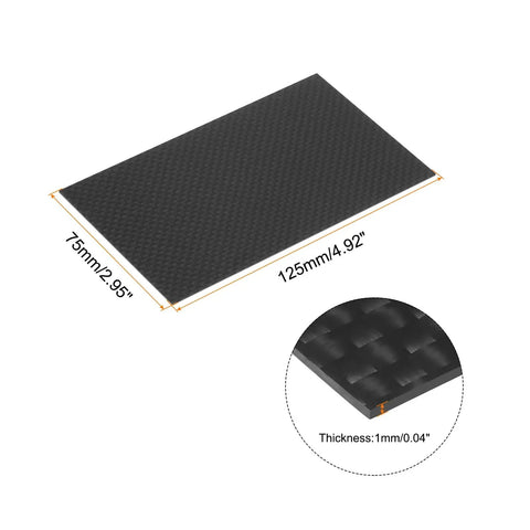 Three Piece 3K Carbon Fiber Sheet Set 125 By 75 By 1 Millimeter Glossy Pultruded Flat Panel Plain Weave For Drones RC