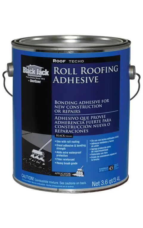 Roll Roof Adhesive For Bonding Sheets, Brushable Asphalt Based Liquid Roofing Glue, No Heating Needed, 3.6 Quart can