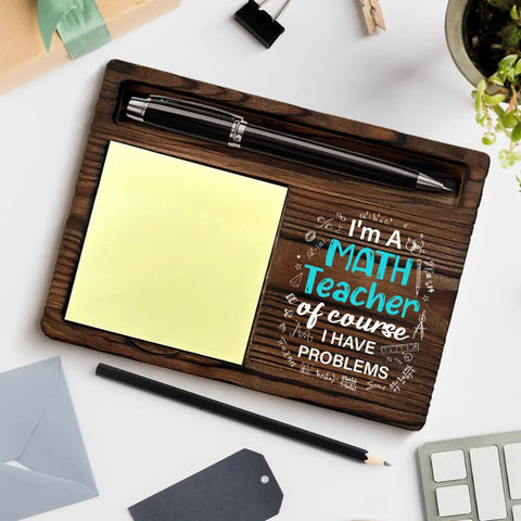 Cool Math Teacher Gift For Men And Women Teacher Appreciation And Retirement Gift Back To School Desk Decor Wooden Sticky Note Holder