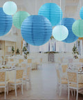 Blue Paper Lanterns Set Of 12 Assorted Sizes 6 Inch 8 Inch 10 Inch And 12 Inch Chinese Round Hanging Lamps For Home Decor Parties Weddings